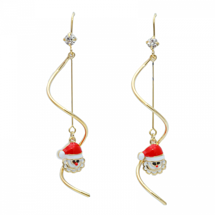 Christmas earrings, Santa, spiral.