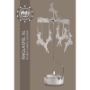 Rotary Candle Holder is beautiful decoration and perfect gift idea. Just light the candle and watch the little metal reindeer figures rotate. Candle holder is silver-coloured and comes in a box. 1 tealight candle is included. Height approx.26cm.