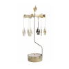 Rotary Candle Holder is beautiful decoration and perfect gift idea. Just light the candle and watch the little metal santas figures rotate. Candle holder is gold-coloured and comes in a box. 1 tealight candle is included. Height approx.26cm.