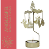 Rotary candle holder creates a cozy atmosphere and perfect as an interior detail. Just light the candle and watch the little metal christmas decoration figures rotate. Candle holder is gold-coloured and comes in a box. 1 tealight candle is included. Height approx.17cm.