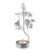 Rotary candle holder creates a cozy atmosphere and perfect as an interior detail. Just light the candle and watch the little metal moomin figures rotate. Candle holder is silver-coloured and comes in a box. 1 tealight candle is included. Height approx.17cm.