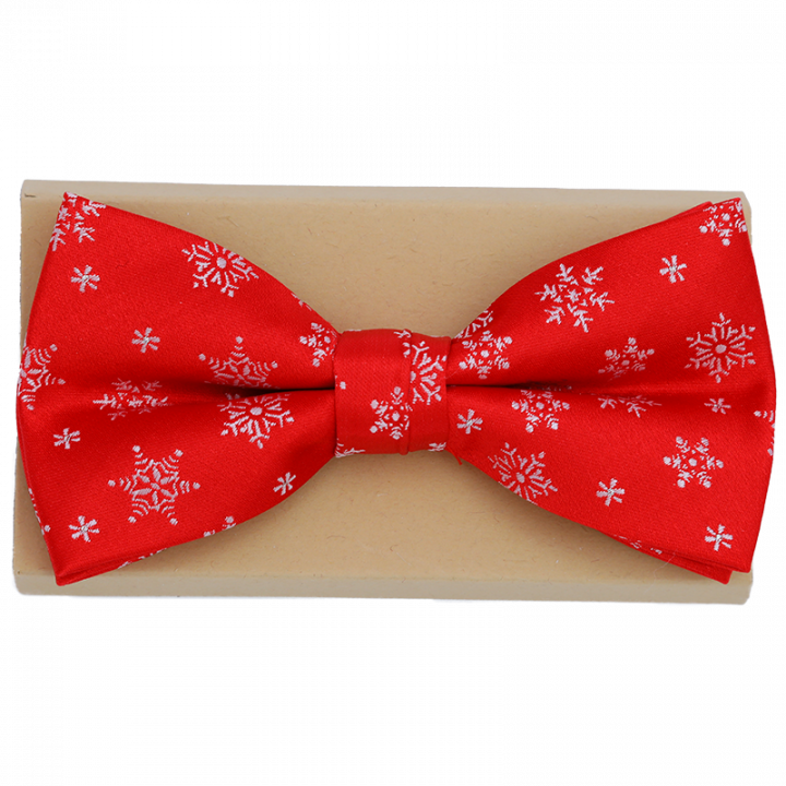 Red Christmas Bow Tie with White Snowflakes.