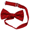 Red Christmas bow tie with blue Ho Ho Ho text.