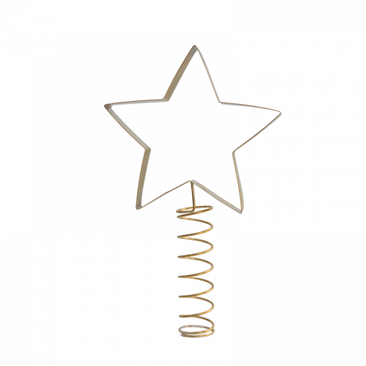Modernize your christmas tree with this tree topper! A clean star in gold metal gives your christmas tree some extra shine. Total height: 23cm.