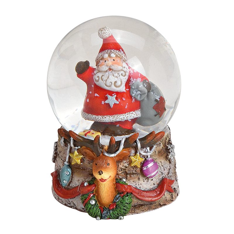 Snow Globe, Santa And Reindeer - Santa Claus Office