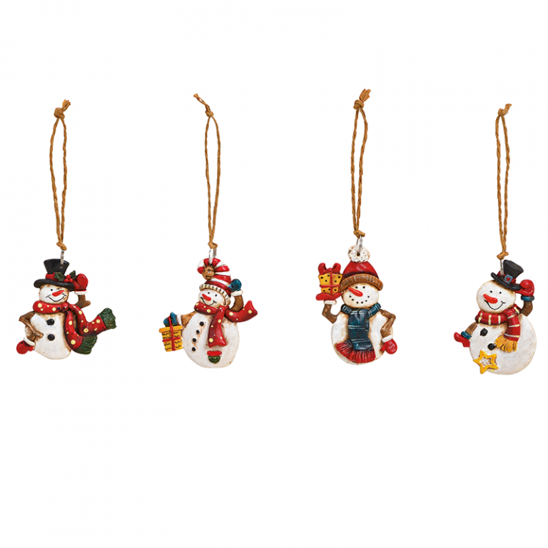 Tree Decoration, Ceramic Snowman Assortment - Santa Claus Office