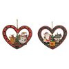 Wooden Heart Decoration, Santa/Snowman.