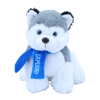 Istuva Husky Pehmolelu Kaulahuivilla.