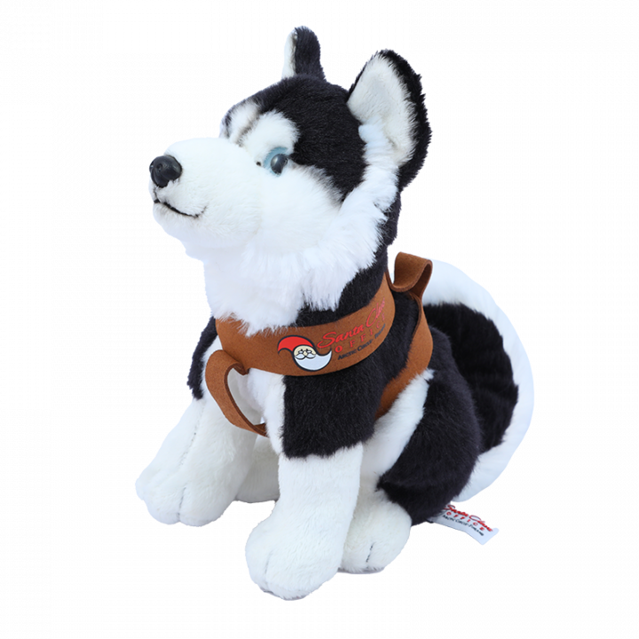 Sitting Husky Cuddly Toy, Black.