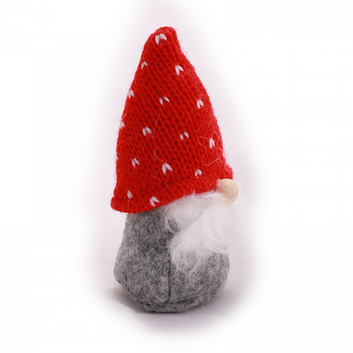 Elf Decoration, red-white hat from side.