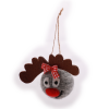 Felted Reindeer Ball Tree Decoration, front.