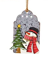Wooden Tree Decoration, snowman and tree.