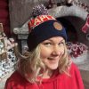 Santa Claus Office Lapland Beanie, dark blue and red.