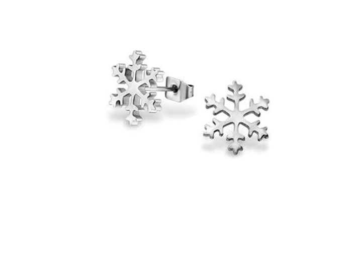 Stud earrings, snowflake.